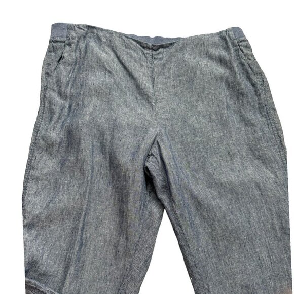 J.Jill Love Linen 100% Linen Denim Blue Pants Pull-On Pockets Women's Size XL - Picture 2 of 8